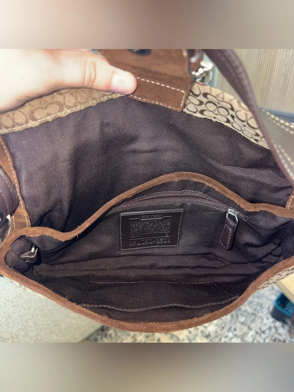 Vintage Coach Signature Suede Shoulder Bag – Style 3628